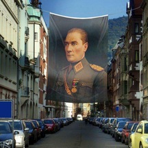 Üniformalı Gazi Mustafa Kemal Atatürk Poster Cephe Bayrak-4x6 Metre 1