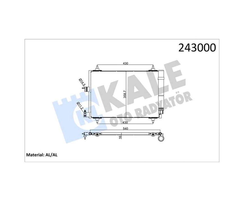Klima Kondenseri Partner 2002 Berlıngo 2002xsara 2000-2005 1.9d-2.0hdı 364x16 6455 At 6455 Y9 6455 Cv