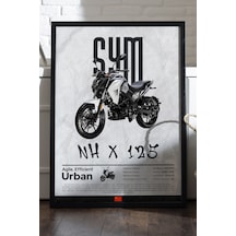 Syh Nh X 125 Siyah Ahşap Çerçeveli Poster, Dekoratif Motosiklet Duvar Tablosu