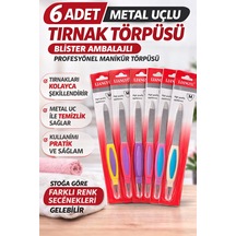 6 Adet Metal Uçlu Tırnak Törpüsü Blister Ambalajlı Profesyonel Manikür Törpüsü Seti