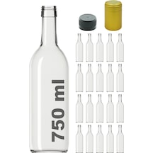Afracam Standart Şeffaf 750 ML Sızdırmaz Kapaklı Ve Kapüşonlu Boş Cam Şişe 20 Adet Afracam Standart Şeffaf 750 ML Sızdırmaz Kapaklı Ve Kapüşonlu Boş Cam Şişe 20 Adet