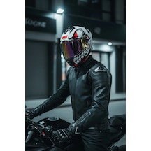 Gıvı 50.x Bones Beyaz  1 Renkli 1 Şeffaf Vizörlü Motosiklet Kask İridyum Vizör + Şeffaf