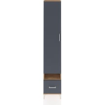 Hyperion Dolap 4 Raflı Tek Çekmeceli Tek Askılı 44x44x243 Çam-antrasit Atlas Çam