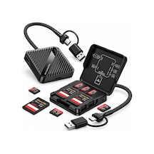 5 Kart Yuvalı Usb 3.0 Hafıza Kartı Okuyucu, Usb-a Ve Type-c Çift Girişli Sd/tf, 5 Gbps Yüksek Hızlı Veri Aktarımı, 2 Sd Ve 3 Micro Sd Kart Desteği, Telefon Tablet Bilgisayar Uyumlu Siyah