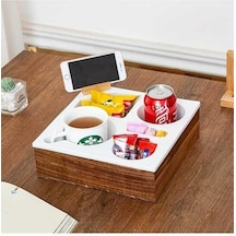 Trendooze Gaojunshop01 Beyaz Dökülme Önleyici Tv Tepsisi, Telefon Ve Bardak Askılı Beyaz