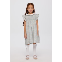 Panço Liberty Kumaş Çiçek Desenli Kız Çocuk Elbise 5621gk26010 Pembe