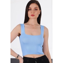 Z2001 Dewberry Bayan Krop Bluz-mavi Mavi
