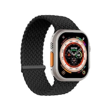 Apple Watch Series 10 42mm İçin Kordon, Medium Size, 147mm Knitted Fabric Single Loop Siyah Watch Series 10 42mm İle Uyumlu Kordon - Siyah Çok Renkli