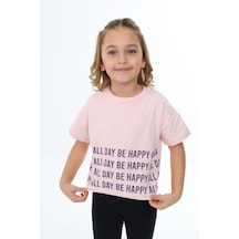 Toontoy Kids Toontoy Kız Çocuk Happy All Day Baskılı Tişört Pudra