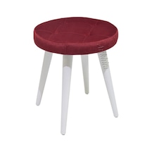 Ankhira Ahşap Ayaklı Tabure (Bordo Renk-Beyaz Ayaklı)