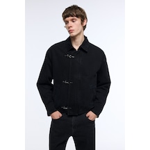 Defacto Relaxed Fit Metal Kanca Detaylı Pamuklu Jean Ceket I5787ax26aunm40 Siyah-nm40