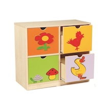 Figürlü Dolap 4 Çekmeceli Çok Renkli