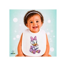 Daisy Duck Keten Bebek Mama Önlüğü Yumuşak - Emici - Yıkanabilir - Özel Tasarım P042 Çok Renkli