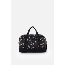 İcone Bag Baskılı Spor Çanta, Cepli Spor Çanta, Fermuarlı Detaylı Çocuk Spor Çanta, Siyah