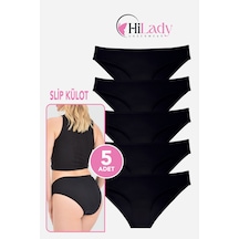 Kadın Külot, 5li Paket Karışık Renkli Slip Külot Rahat Pamuklu Yumuşak Kumaş Siyah