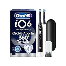Oral-b İo6 Siyah Şarjlı/elektrikli Diş Fırçası, 2 Fırça Başlığı, Uzun Ömürlü Pil, Premium Seyahat Kabı, Yedek Başlık Kabı