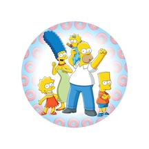 Yenilebilir Yuvarlak Pasta Resim Baskısı 20 Cm Şekerli Kağıt Simpsons Temalı 45