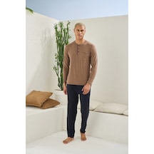 Angbutik Kocabey 9220 Erkek Midi Yaka Uzun Kol Pijama Takım Çok Renkli