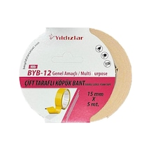 Tr Byb-12 Çift Taraflı Köpük Bant, 15 Mm X 5 Mt, Sarı