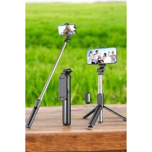 Tripod - 183 - Kablosuz Bluetooth Bağlantılı Selfie Çubuğu 360 - Kmrsfres - Derece Dönebilen
