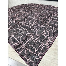 Vissona Çizgi Desen Twill İpek Eşarp Pudra Çok Renkli