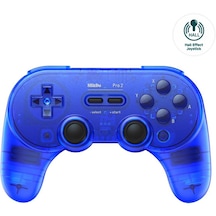8bitdo Pro 2 Bluetooth Controller Kablosuz Hall Effect Oyun Kolu Switch/switch 2,pc,android,Apple Uyumlu,macos Transparan Mavi