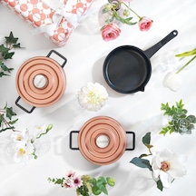 Pro Cast Mini Döküm Tencere Seti 5 Parça-rosegold Diğer