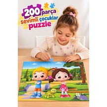 200 Parça Sevimli Çocuklar Puzzle Yüksek Baskı Kaliteli Renkli Ve Eğlenceli 33 X 48 Cm Puzzle