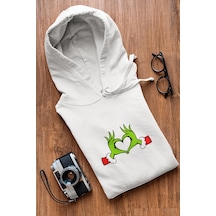 Grinch Happy New Year Kalp Kapşonlu Sweatshirt 001