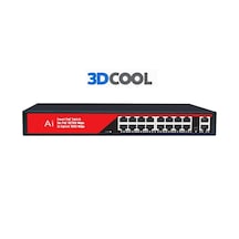 3dcool 3d-psf16 18 Port Kamera Poe Switch 16xpoe 2x Gigabit Uplink 240w 250mt