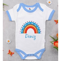 Bitmeyenkartus Bk Kids Kişiye Özel Mavi Bebek Body Zıbın - Model 108 Çok Renkli
