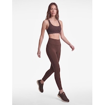 Koton Slim Fit Kaplı U Yaka Leopar Desenli Sporcu Sütyeni Kahverengi Desenli 7wak30016nk