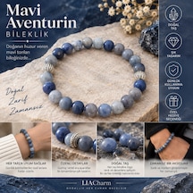Mavi Aventurin Doğal Taş Bileklik -şans Ve Huzur Bilekliği