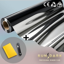 Sundark 152 Cm X 10 Metre Içten Siyah / Dıştan Aynalı Blacksilver Cam Filmi Uygulama Setli