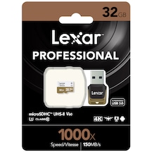 Lexar 32Gb 1000X Microsdhc C10 150Mb/Sn+Usb3.0 4K Hafıza Kartı
