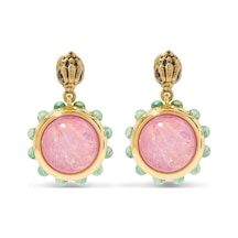 Small Regency Drop Earrings 3x1 Cm, Zarif Sarkılı Küpe Renkli Ve Şık Tasarım Pembe