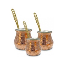 Tombik Cezve Kırmızı Bakır 3'lü Set