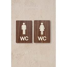 Kadın-erkek Wc Yönlendirme Levhası- İkili Set - Ceviz