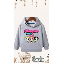 Startmore Powerpuff Girl Baskılı Kapüşonlu Çocuk Sweatshirt Gri