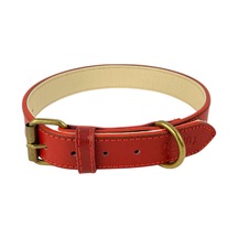 %100 Hakiki Deri - Antik Tokalı Köpek Tasması Yumuşak İç Katman, Dayanıklı Ve Şık Tasarım - G Kırmızı