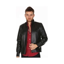 Hakiki Kuzu Derisi Siyah Fermuarlı Casual Erkek Deri Ceket Siyah