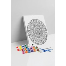 Oval Çiçek Mandala Tuval Boyama Seti 40x50 Cm