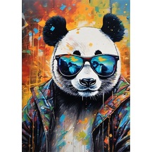 Gözlüklü Panda Model Ahşap Tablo 35cm X50cm