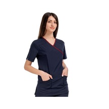 Kadın Spa Takım Likralı Terry Cotton Lacivert-bordo Biyeli