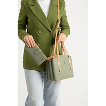 Just Polo Kadın Omuz Çantası Ve Cüzdanı Kombin 440113mh Camel Yeşil Kombin