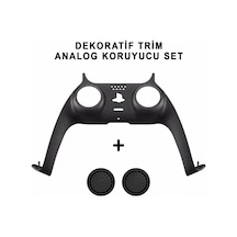 Ps5 Dekoratif Trim Analog Koruyucu Silikon Kılıf Set Playstation 5 Dualsense Renkli Ön Şerit Aksesuar Siyah