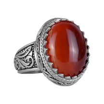 Doğal Taş Yüzük - 925 Ayar Gümüş Yüzük, Erkekler İçin, Agat Taşı Gümüş