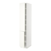 Mutfak Boy Dolabı, Vallstena Beyaz, 40x60x220 Cm, 2 Kapaklı Ve 6 Raflı