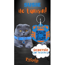 Petjoo 3.Susie Turuncu-Mavi Qr'lı Kedi Künyesi