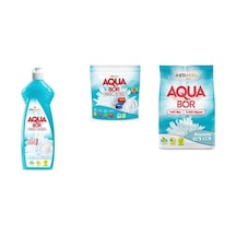 Aquabor Doğal Mineralli Elde Bulaşık + Tablet + 4 Kg Beyaz 3 Lü Set 0.75 LT - 2.5 LT - 12 KG
